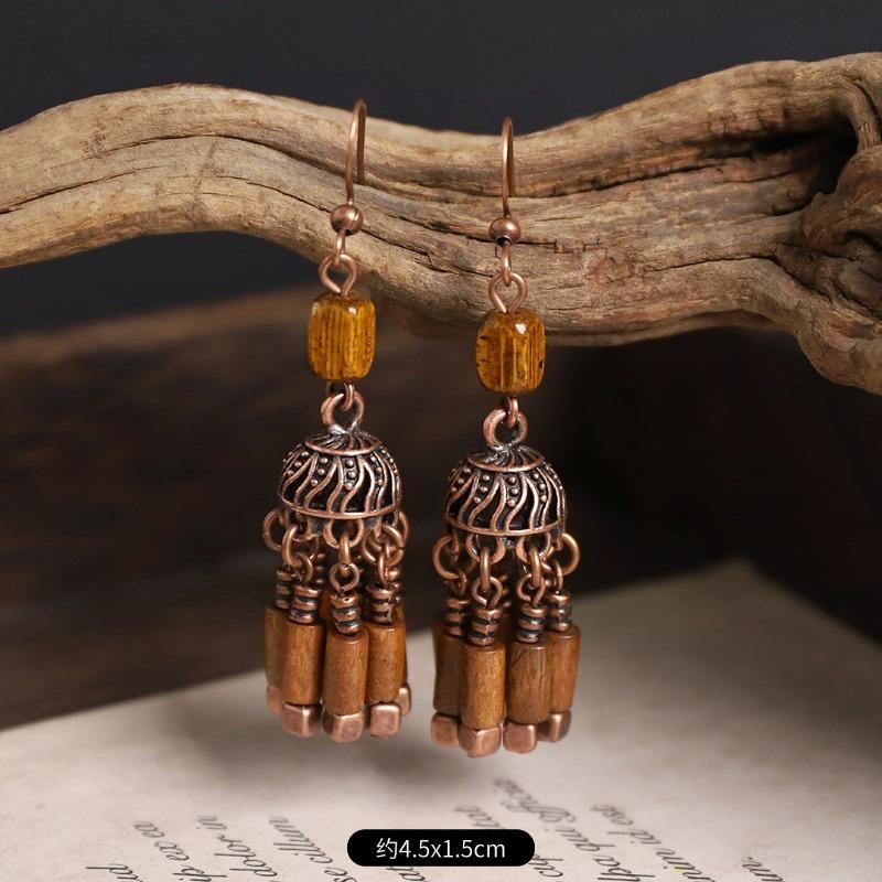Pendientes bohemios vintage diseño nicho pendientes largos con flecos pendientes de vacaciones mujeres