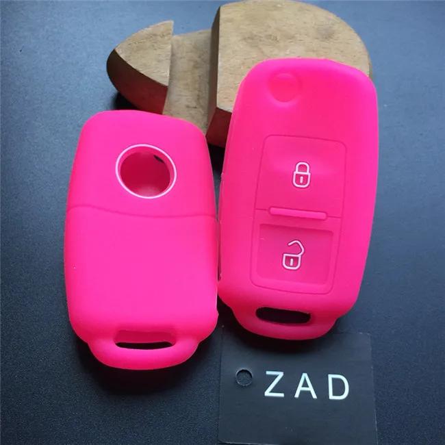 ZAD  2 Buttons Floding Key Silicone Rubber Car Key Cover Case Skin for Vw Seat Ibiza Leon Toledo All-inclusive Car Accessories