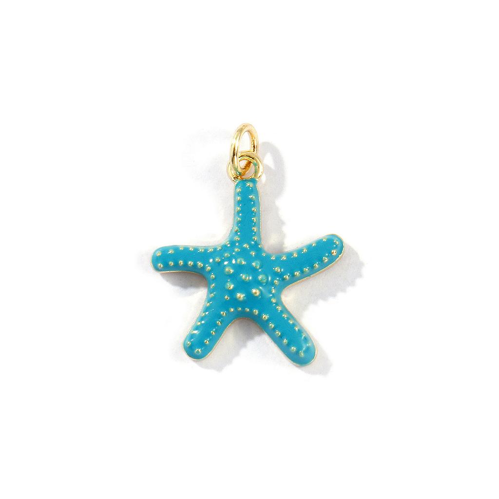2 PCs Brass Ocean Jewelry Charms 18K Gold Plated Enamel Starfish Pendants For DIY Necklace Bracelet Jewelry Making 23mm X 18mm