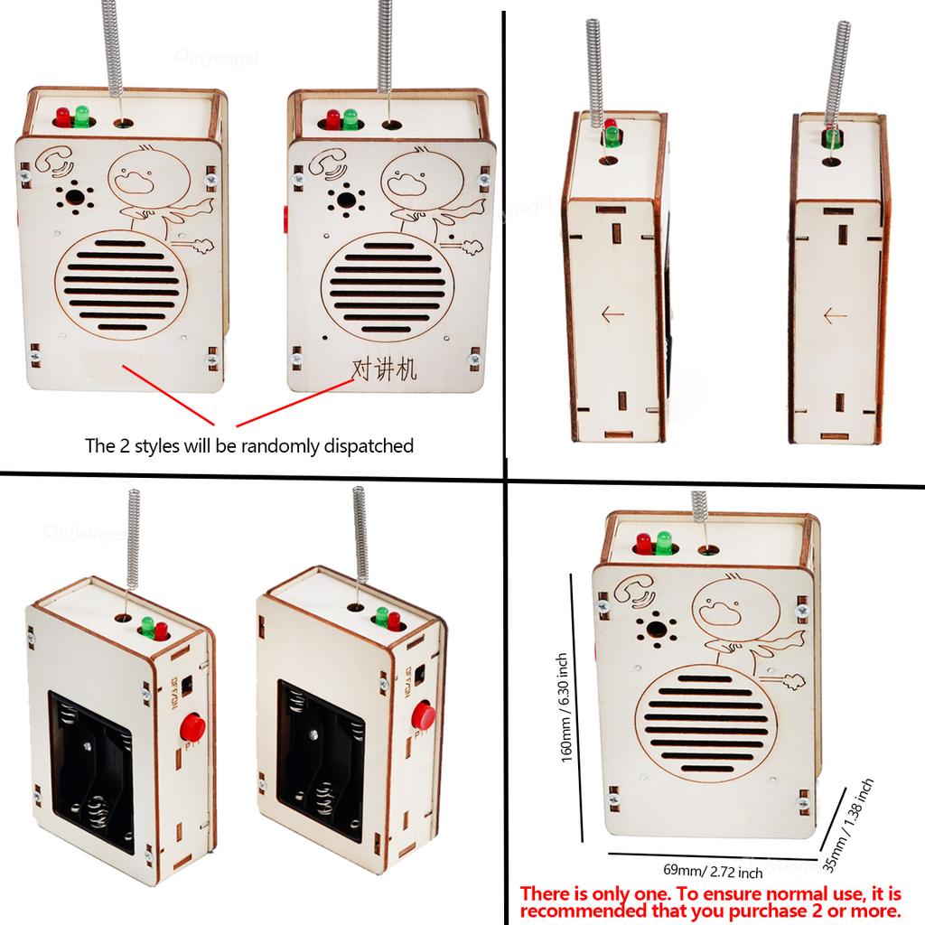 Wooden Walkie Talkie Kit for Kids DIY Wireless Communication Toy STEM Science Educational Project Learning Gift for Kids