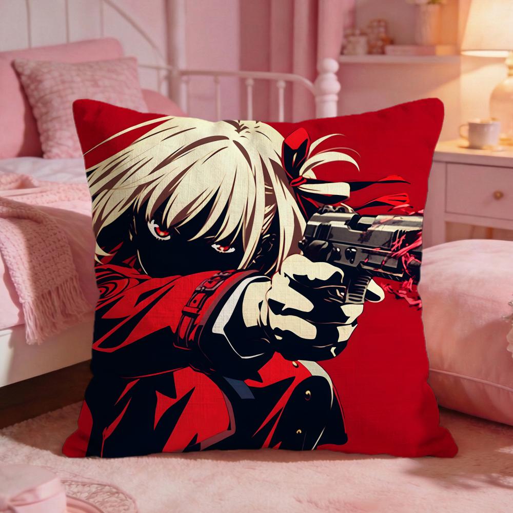 LLycoris RecoilS Anime Cushion Cover Premium Comfort Reversible Pillow Cove Two In One Design For Any Room  Car Interior