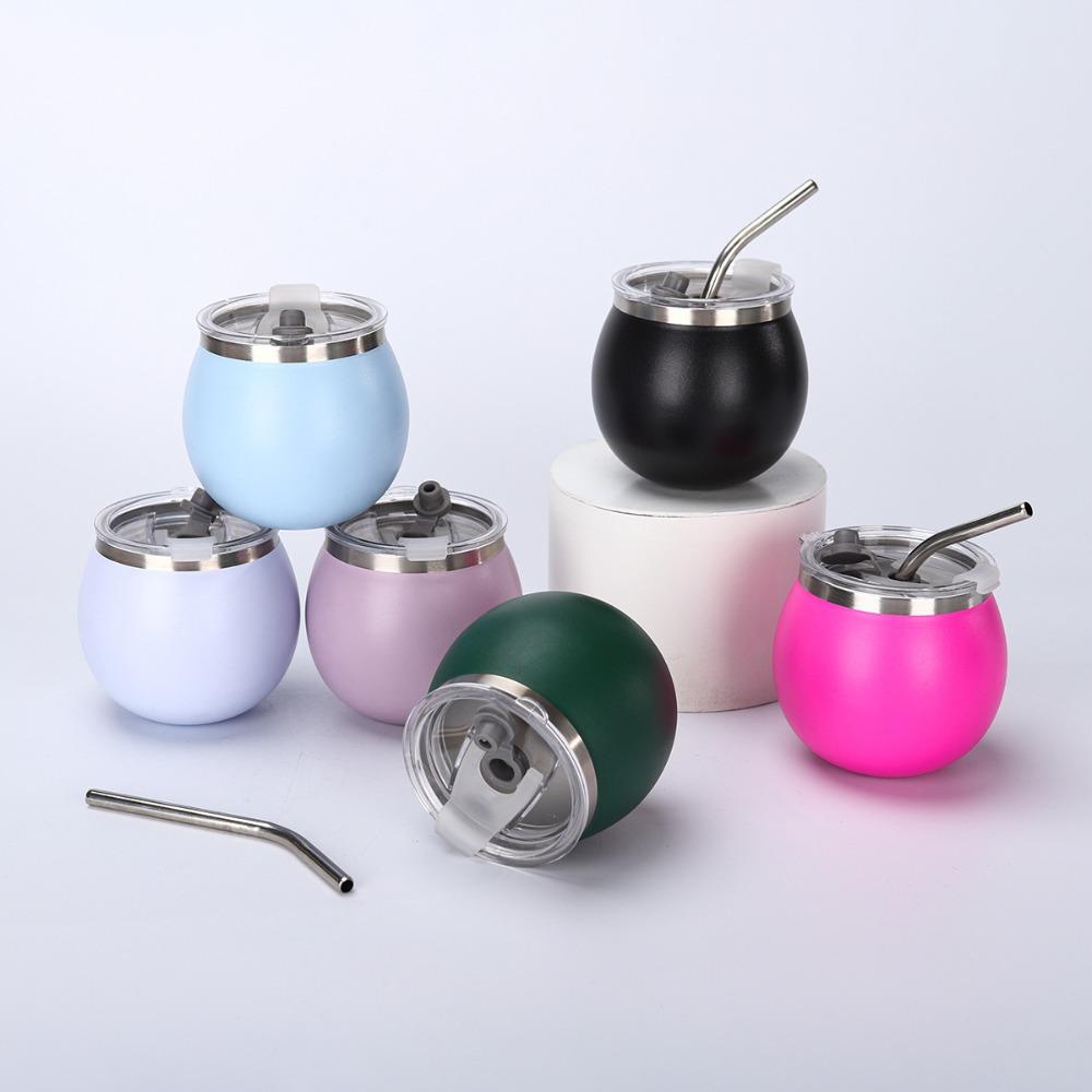 With Straw and Lid Portable Egg Cup 5oz Tumbler Cup Tea Mug Argentine Yerba Mate Cup Outdoor