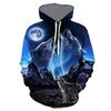 2026 New Men's Autumn/Winter Long-Sleeve Hoodie Euro-American Street Style 3D Wolf PrintUnisex Woman's