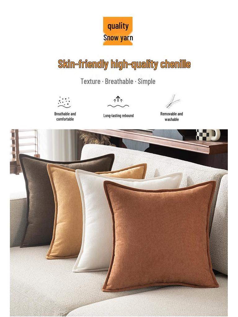 Chenille Large Back Cushion Cover - Luxurious Sofa or Bedside Pillow (Insert Not Included)