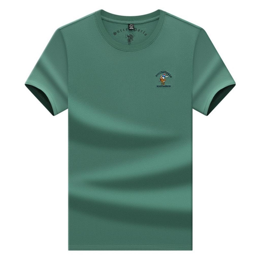 STORN Pure Cotton Business Casual Short Sleeve Crew Neck T Shirt Embroidery Paul Style T Shirt