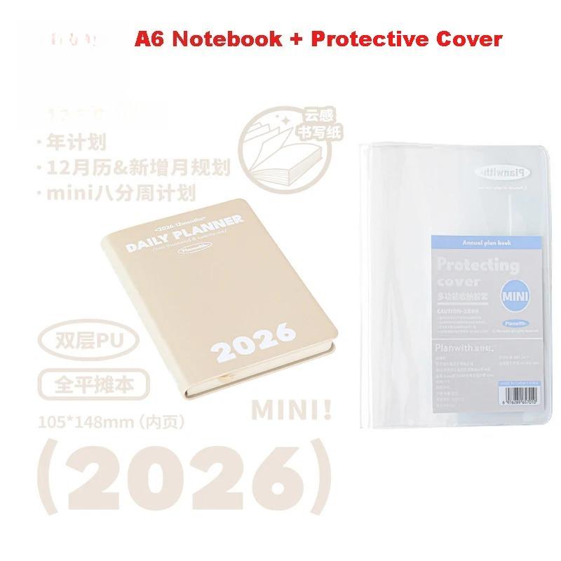 2026 Pocket A6 Notebook Planner Soft Cover Mini Journal Daily Plan Weekly Yearly Monthly Planning Agenda Calendar Gift