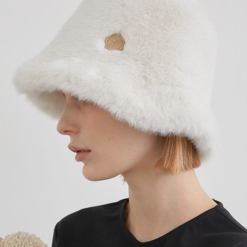 

halden soft fur bucket hat (C065_white) white