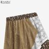 ZANZEA Fuste lungi de vară casual pentru femei, cu patchwork și imprimeu floral lejer