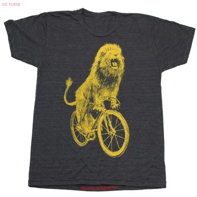 Lion On Bicycle T Shirt Hand Screen Tri Blend Vintage Washed Streetwear Stylish Fashion Casual Unisex Designer Clothes Homme