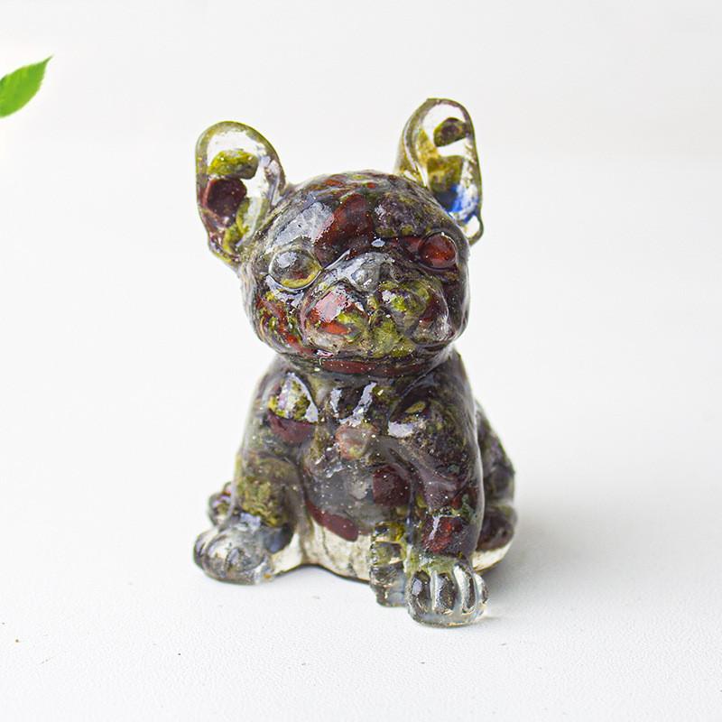 Modern Resin Dog Decor With Blue Lace Agate And Carnelian For Living Room Or Office Space