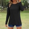 Women's Fashionable Casual Oversized Raglan Sleeve  Colour  Neck Pullover T-Shirt