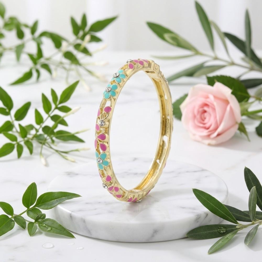 Vintage Enamel Bangle Traditional Flower Flower Enamel Bangle Cloisonne Bracelet Party Jewelry