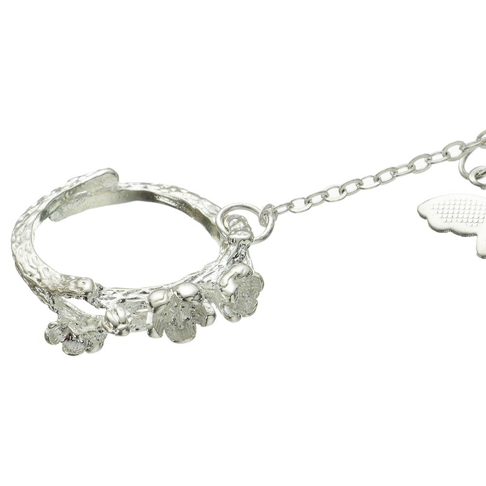 Chinese Antique Style Charm Bracelet Ring Bangle Adjustable Opening Butterfly Bells Ring Bracelet