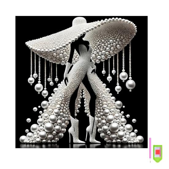 Zestaw do malowania perłami DIY dla dorosłych początkujących Eleganckie wzory dam Perłowy zestaw rzemieślniczy Sztuczne perły Wstępnie zadrukowane płótno Rama w zestawie do dekoracji domu