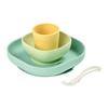 Coffret repas - - 4 pieces - En silicone - Jaune/Vert