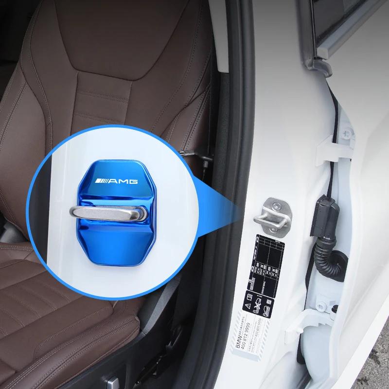 TMCUJ1 Hot 2025 4Pcs Car Antirust Door Lock Cover Stainless Steel Accessories For Mercedes Benz AMG W177 W176 X166 X167 C257 C218 X253