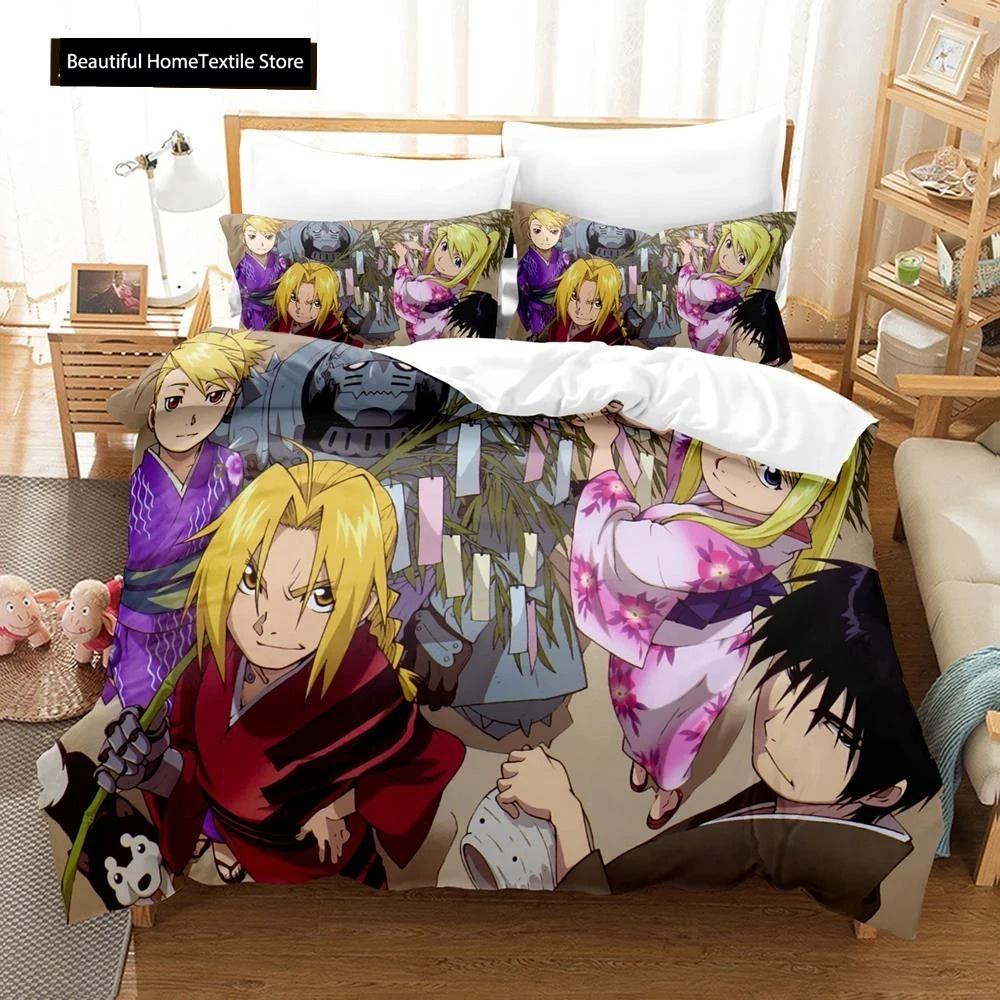Fullmetal Alchemist Anime Bedding Set Duvet Cover Single Twin King Size Comforter Home Textile Bedroom Decor