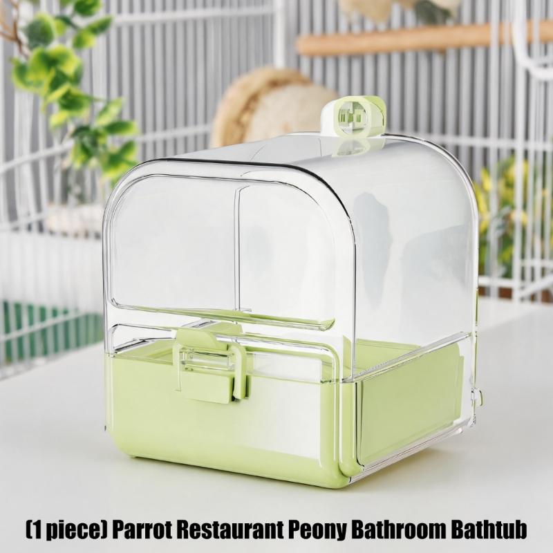 Small Bird Hanging Bath and Food Accessory for Birdcages, Cage Station for Companion Birds and Indoor Cage Use