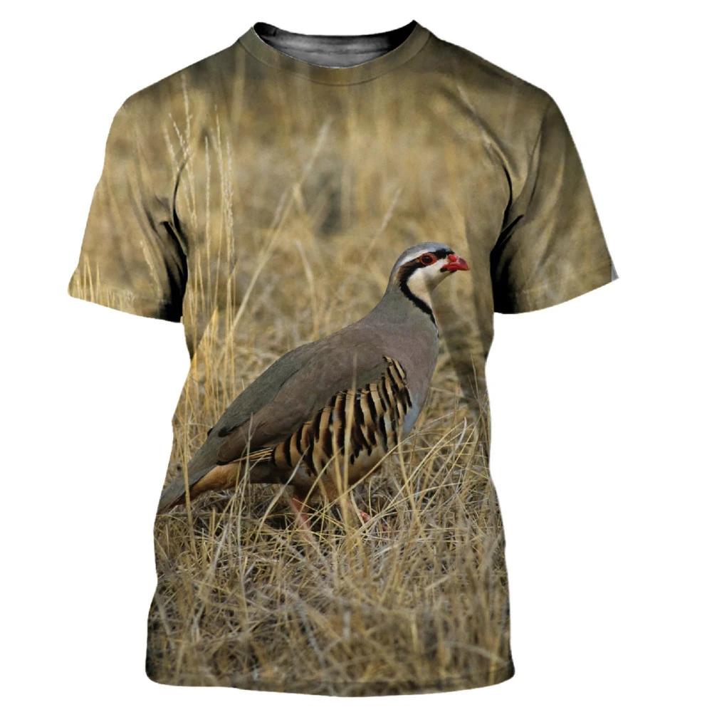 Camouflage Hunting Animals Quail 3D Print Summer Men's O-Neck T-shirt Casual Short Sleeve T Shirt