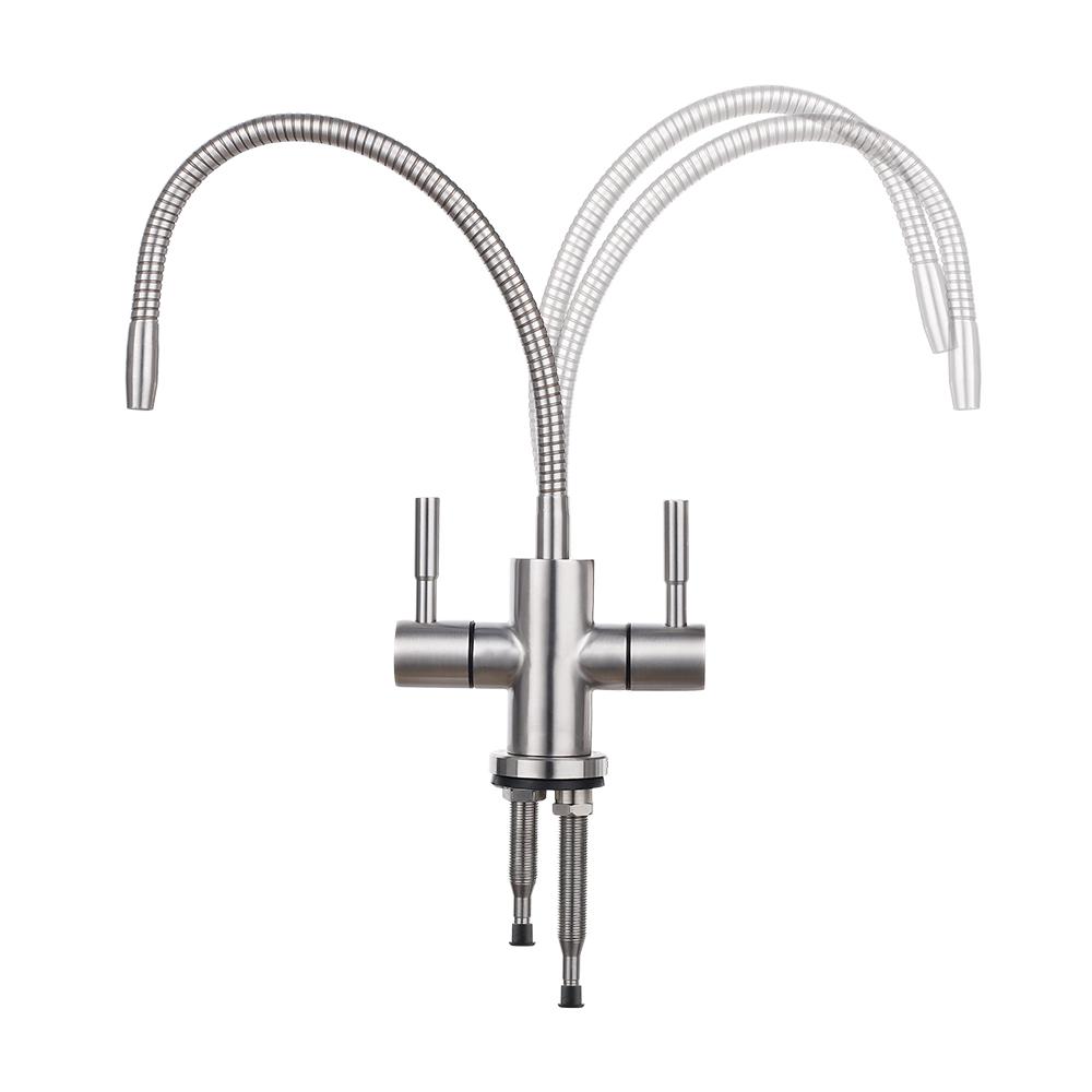Flexible 304 Stainless Steel Reverse Osmosis Manual Double Handle Faucet Household Eco-friendly Durable for Water Purifier