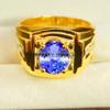 Tanzanite Oval Cut With 925 Sterling Silver Gold Plated Ring For Men's #B652 JL375686559847