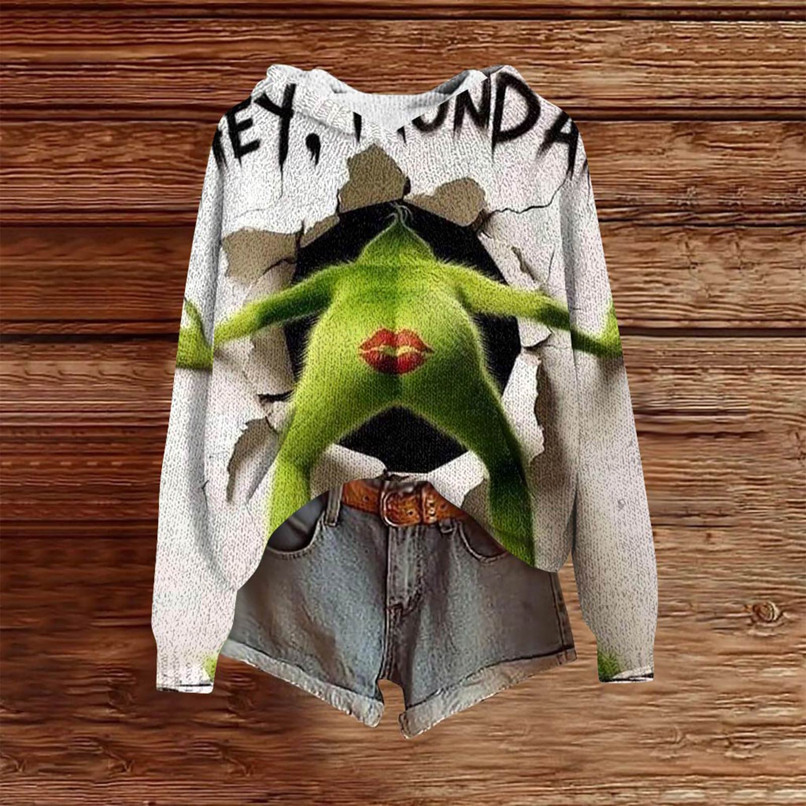 

Женские толстовки Вязаный свитер Милая рубашка Осенний пуловер Толстовка с капюшоном XL белый