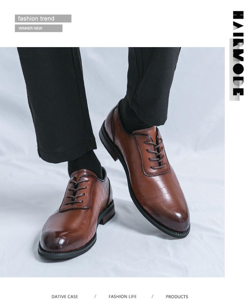 Men's Large Retro British Style Leather Dress Shoes - Fashionable, Lace-up, Formal Business Banquet Attire