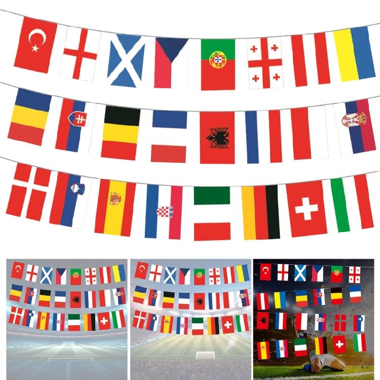 2024 European 24 Countries Flag Football Cup Flags Bunting National String Flags Football Event for Party Decoration