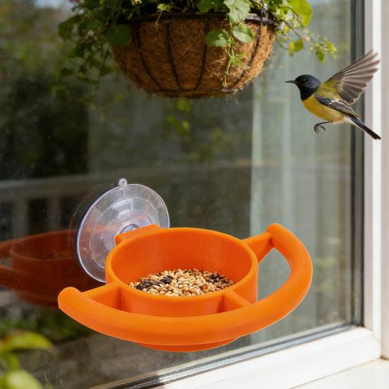 Ptačí krmítko na přísavku do okna Průhledný plastový tác na ovoce želé semínka Snadná instalace Čisté venkovní krmítko pro pozorování ptáků na zahradě