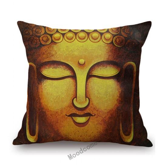 Worship Buddha Sakymuni Lotus Flower Buddism Oil Painting Southeast Asia Buddhists Decoration Pillow Case Linen Cushion Cover