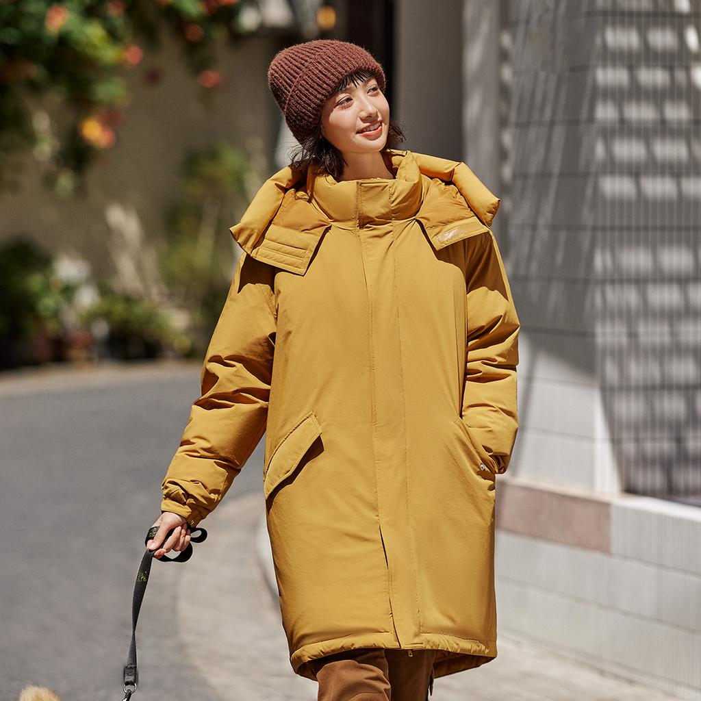 Li-Ning Hot Pot Down Series Water-Resistant Self-Adjusting Temperature Hooded 600 Fill Power Extreme Cold Outdoor Long Winter Down Jacket AYMU661-5