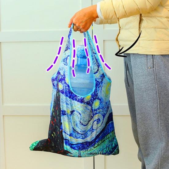 Shopping Bag Reusable Foldable Polyester Tote with Reinforced Stitching Compact Storage Bag for Fruits Vegetables