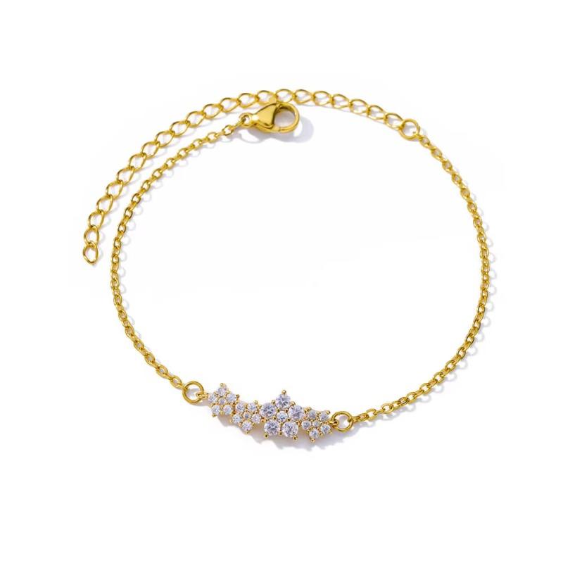 Zircon Flower Bracelet Women's Fashion Light Luxury Design Gold Chain Light Luxury Jewelry