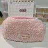 Travel Makeup and Wash Bag Large Capacity Coin Purse Stationery Storage Bag Cute Plush Makeup Bag Stylish and Simple Lamb Wool