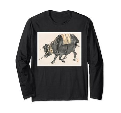 Kono Bairei Vintage Bull Painting Japanese Art Long Sleeve T-Shirt
