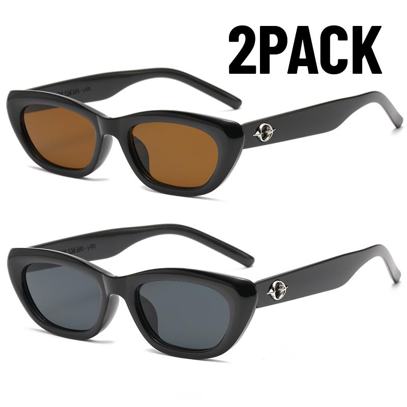 2PACK New Vintage Small Cat Eye Sunglasses Women Luxury Designer Retro Sun Glasses for Ladies New Fashion Sunglass UV400 Eyewear