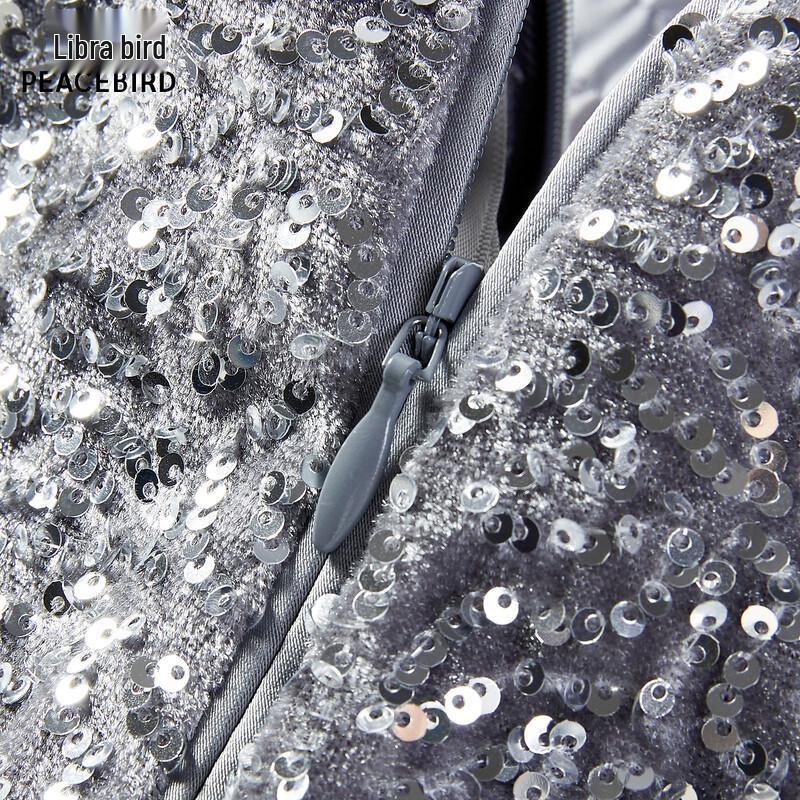 Peacebird Women's Grey Sequined A-line Midi Skirt