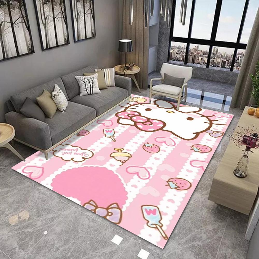 Hello K-Kitty Floor INS Style Soft Bedroom Floor Mat Rectangle Anti-slip Home Soft Badmat Front Door Indoor Outdoor Mat Hotel