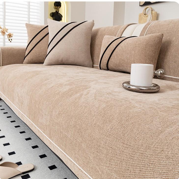 New Light Luxury Sofa Cover Pad High-End Chenier Non-Slip Seat Cushion Four-Season Universal Straight Sofa Cover Cloth