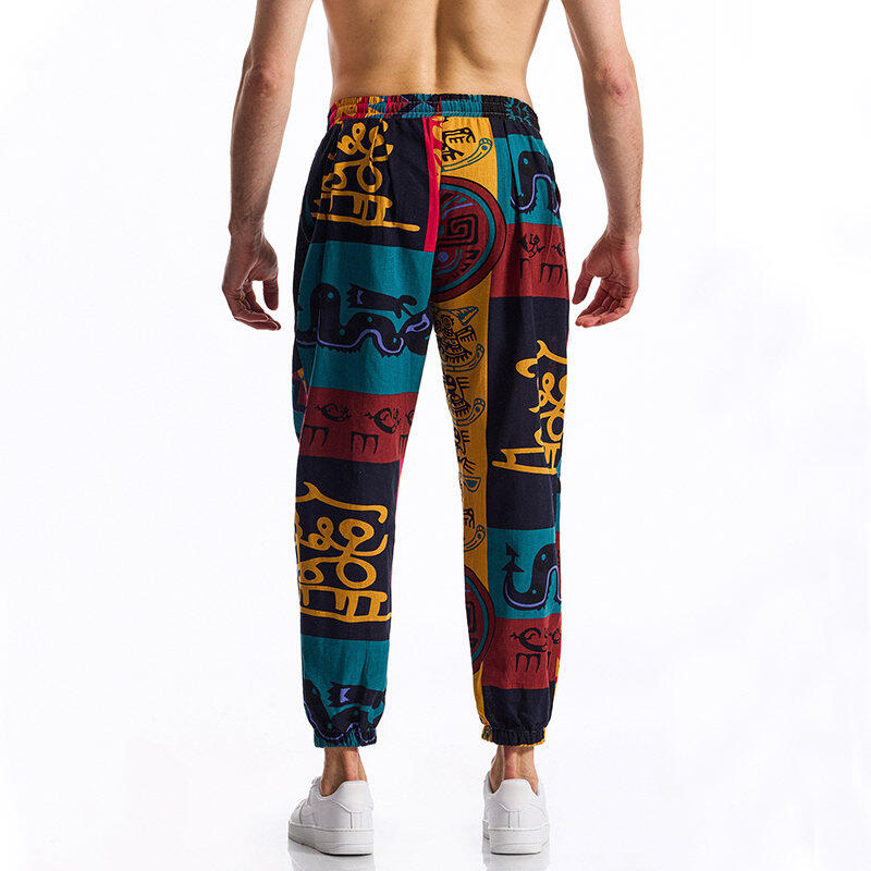 Pantaloni Casual da Uomo Estate e Autunno Patchwork Vivace Stampati Pantaloni con Coulisse Vita Elastica con Coulisse Alla Moda e Comodi
