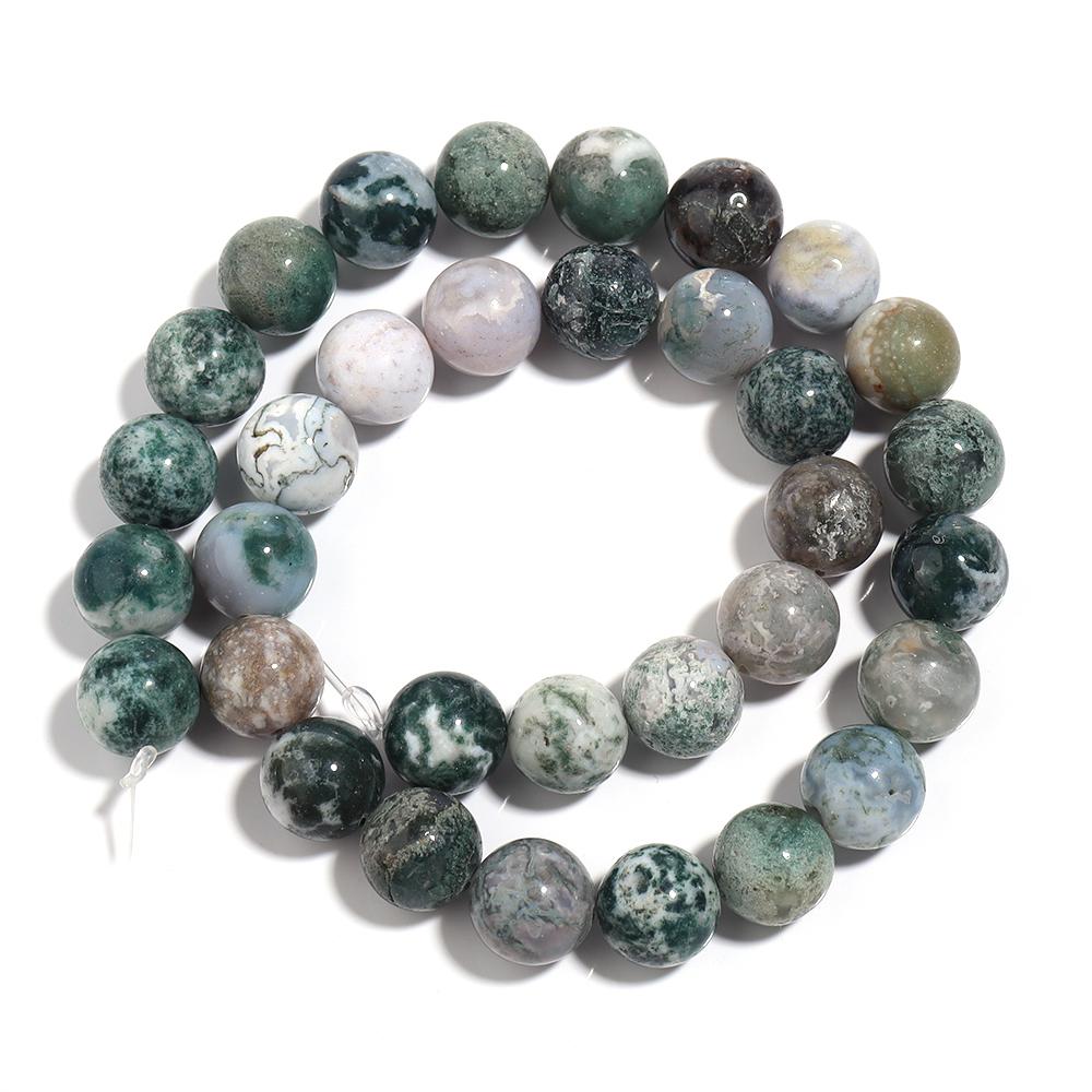 4 6 8 10 12mm Natural Tree Agate Stone Beads Round Loose Gemstone Beads For Jewelry Making DIY Bracelets Necklace Accessories
