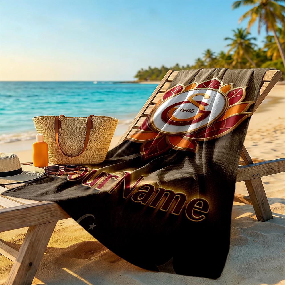 Galatasaray Customize Text Beach Towel High Absorbency Quickdry Suitable For Swimming Gym Camping Yoga Vacation