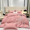 Elegant Cotton Brushed Four-Piece Bedding Set: Solid Color Skin-Friendly Bed Sheet & Duvet Cover.