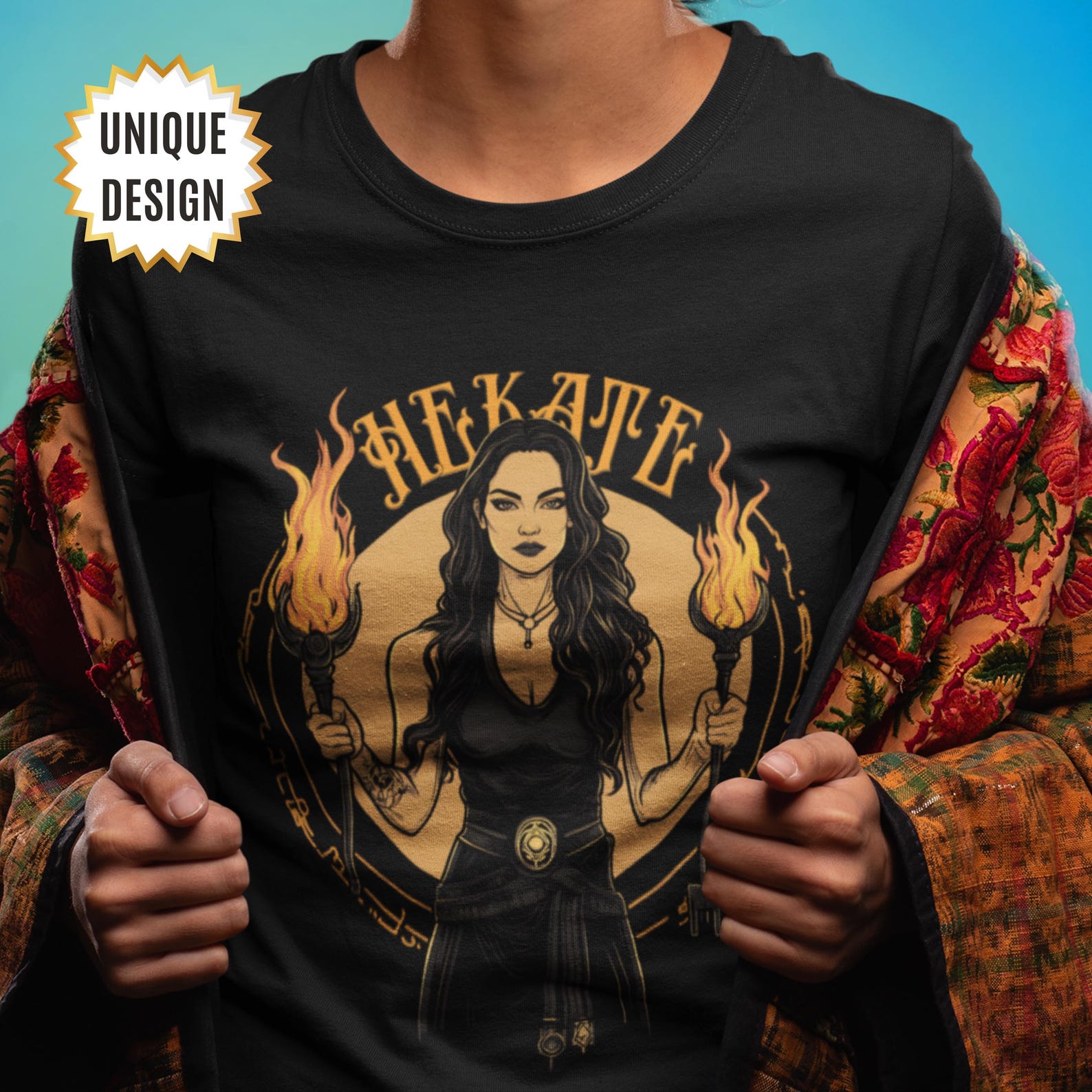 Hekate Greek Mythology Goddess Shirt, Witch Gift Tee, Pagan Graphic T-Shirt, Occult Symbol Top, Wiccan Clothing, Hecate Shirt Gift for Her 4XL