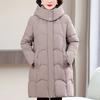 Women Plus Size Long Hooded Padded Coat Winter Warm Ladies Cotton Outerwear Jacket