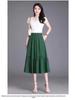 Plus Size High-Waist Pleated A-Line Skirt - Summer Slimming Elastic Swing Skirt for Moms