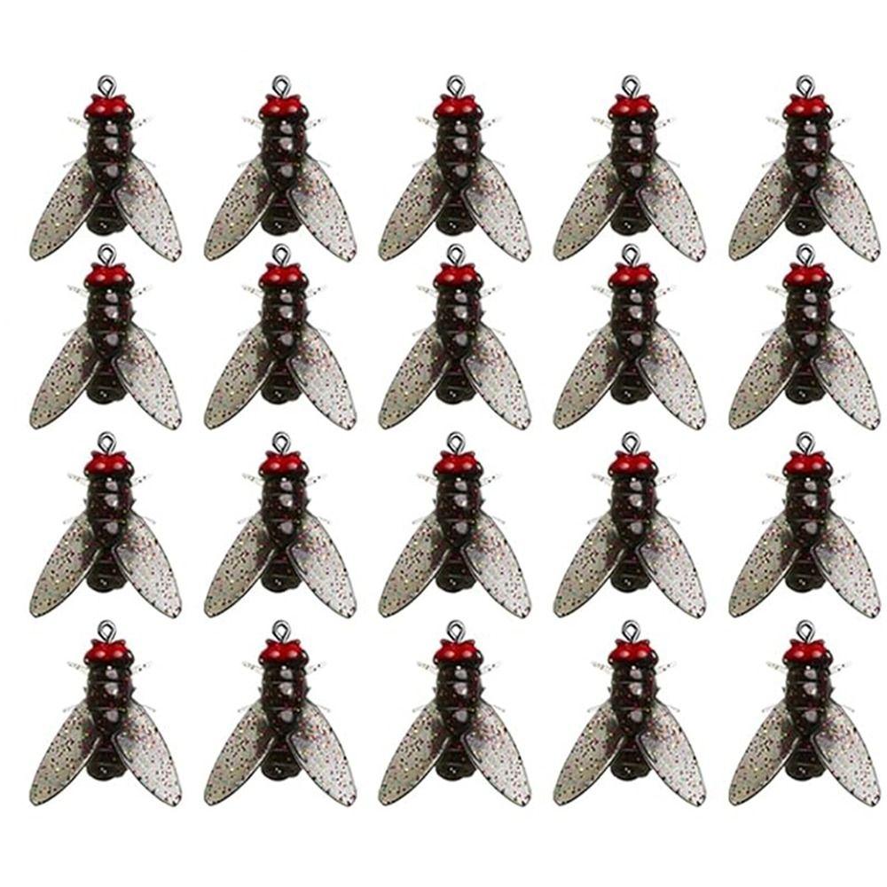 

20 шт. имитация мушек бионические наживки для рыбалки нахлыстом прочные мушки вращающиеся приманки для плавания рыболовные снасти 1.5cm/0.59in чёрный