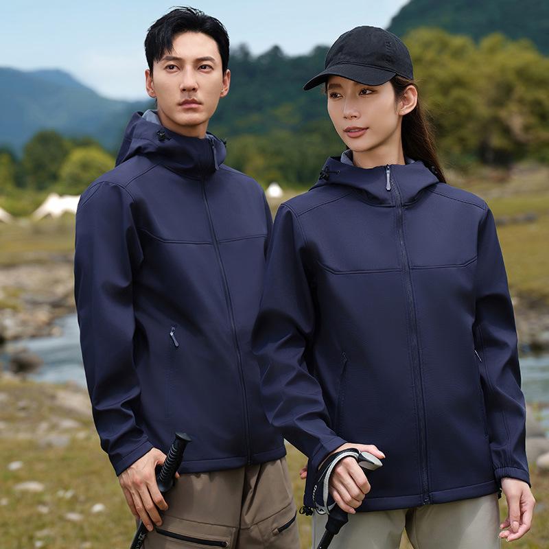 

Custom Embroidered Outdoor Windproof Hooded Softshell Jacket with Logo Print L