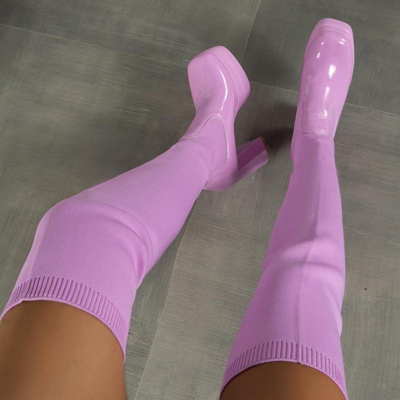 Winter Elastic Slim Over The Knee Boots Women Sexy Platform High Heel Shoes Thigh High Long Booties Zapatos De Mujer