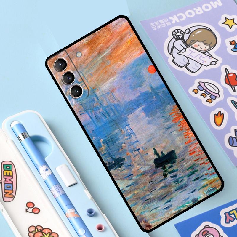 Claude Monet Garden Lotus Bridge Case For Samsung Galaxy S23 S22 S21 Ultra S20 FE S9 S10 Note 10 Plus Note 20 Ultra Full Cover